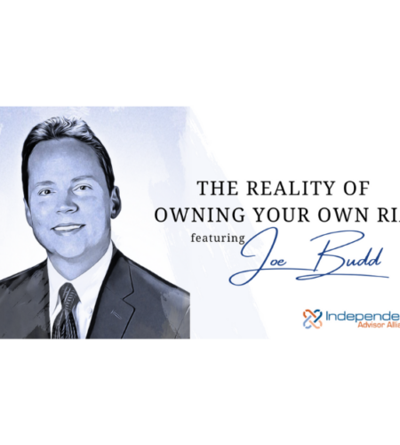Cartoon graphic of Joe Budd with article title "The Reality of Owning Your Own RIA"
